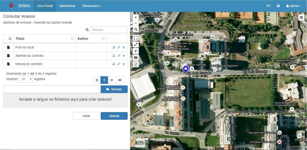 Clicando sobre uma das apólices no mapa, é possível visualizar em modo Street View a morada do imóvel segurado: A cada registo