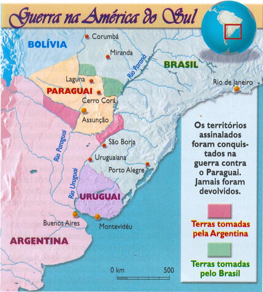 Conseqüências da GUERRA DO PARAGUAI. O Paraguai foi devastado A população masculina adulta morreu. A economia foi arrasada.