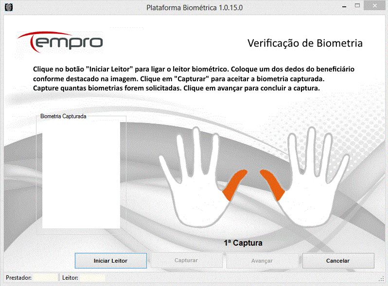 13 Caso o beneficiário já tenha o cadastro biométrico, ao clicar no segundo passo Captura Biometria dentro do Autorizador Web, automaticamente é apresentada a tela de Solicitação de Biometria já com