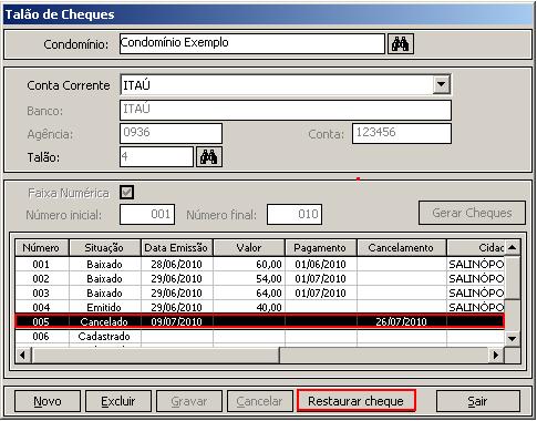 3.2. Cheque cancelado pelo novo Controle de Cheques poderá ser reutilizado Essa nova versão permite reutilizar um cheque que foi cancelado por engano.