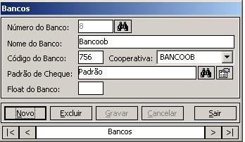 1. Cadastros Novidades da versão 1.1. Cadastro de PAC Posto de Atendimento de Cooperativa para contas do Bancoob Será possível, nessa versão, cadastrar o código PAC Posto