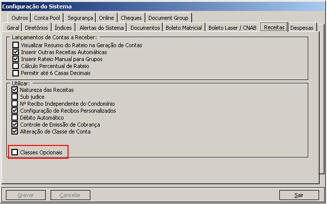 O sistema faculta o pagamento da conta cujo lançamento foi feito por conta de classe opcional.