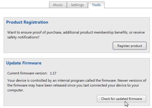 17 Actualizar o firmware através do Philips Songbird 4 Clique em MUSE no painel do leitor.