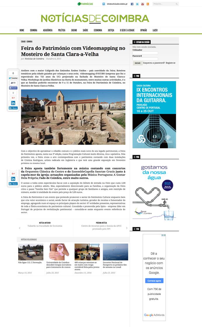 NOTÍCIAS DE COIMBRA diário jornal ONLINE 08/10/2015 CIDADE