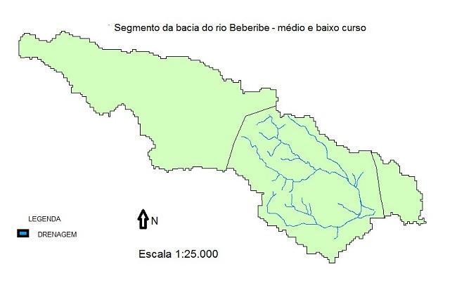Segmento da Bacia do Rio Beberibe - Médio e Baixo Curso CONSIDERAÇÕES FINAIS Verificou-se na analise de modificação da paisagem que a densidade de drenagem serve como importante ferramenta de