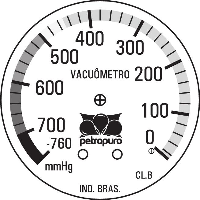 Vacuômetro e Manômetro Os filtros PETROPURO saem de fábrica com um vacuômetro ou manômetro. Vacuômetro: O vacuômetro é utilizado para medir depressão (queda de pressão).