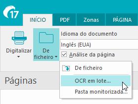 Readiris 17 - User Guide Processar lotes de ficheiros de imagem (Esta secção aplica-se apenas ao Readiris Corporate) Ao processar lotes inteiros de ficheiros de imagem, pode utilizar a opção OCR de