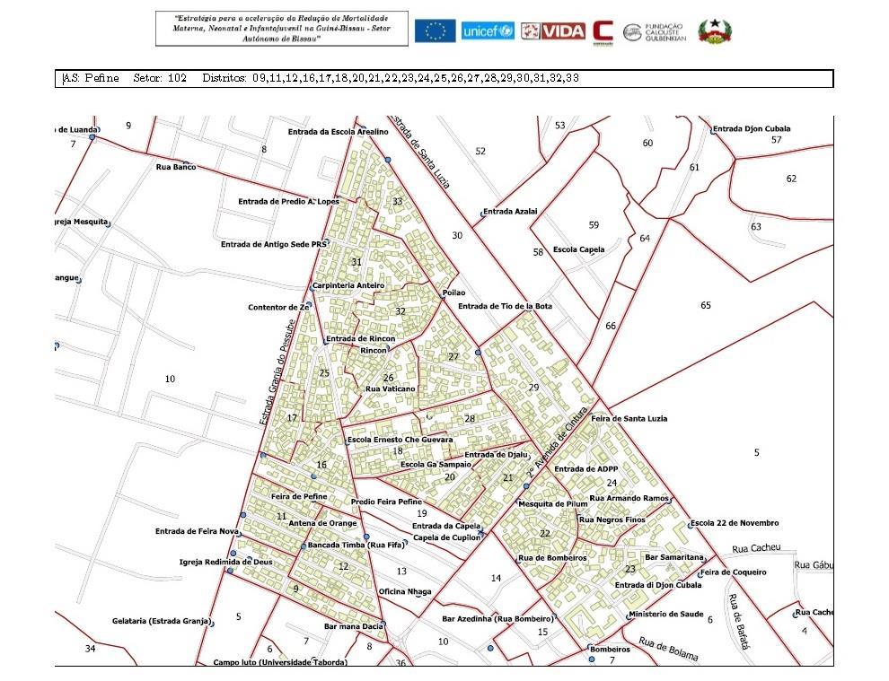 Saúde Comunitária Recenseamento Através dos pontos de referencia levantados Distritos como unidade territorial mínima Identificação e definição das fronteiras das 14 Áreas