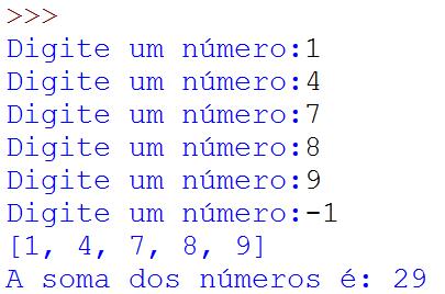 Faça um programa que peça ao usuário para digitar uma quantidade indeterminada de números até que seja digitado um número negativo.