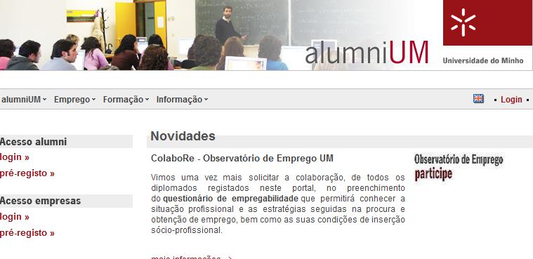 Despois terei un traballo? Do mesmo xeito que o fan outras universidades, a Universidade do Minho mantén activo un portal pensado para os alumnos dos últimos cursos, recén titulados e investigadores.