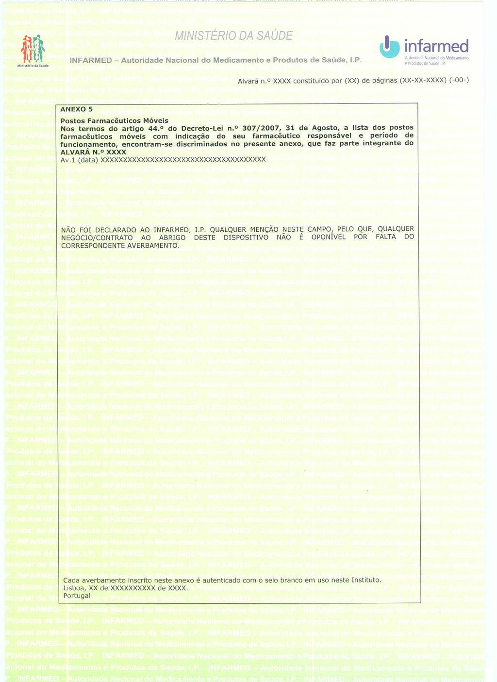 M \!I!U~!~i~a~~m~ M'o',",'od d. INFARMED - Autoridade Nacional do Medicamento e Produtos de Saúde, IoP. e Produtosde SaúdeI.P Alvará n.