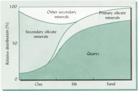 Relação entre tamanho de partícula e tipo de mineral presente - O
