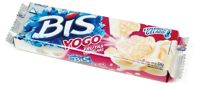 Essa sugestão é apresentada na embalagem do novo Bis vem em forma de frase: Experimente gelado!, e também no logo do Bis que está sobre o gelo.