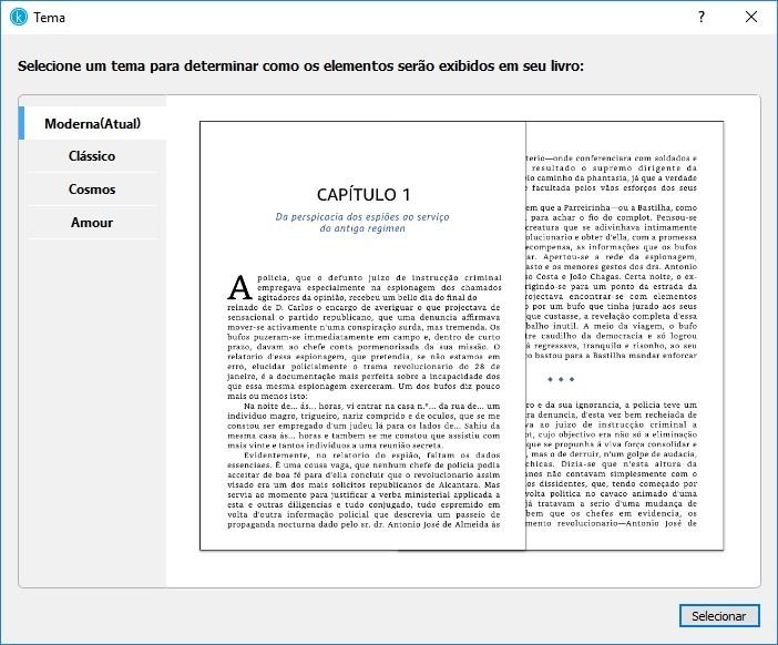 Nessa caixa de diálogo, você também pode clicar em um título de capítulo para que o Kindle Create o leve até a seção, assim você pode aplicar elementos de formatação, mantendo a caixa de diálogo