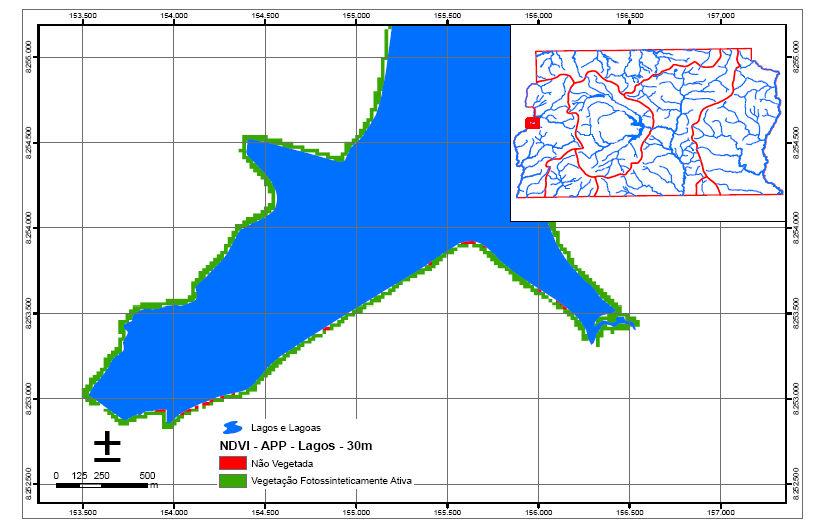 (a) (b) (c) (d) Figura 3: (a) Delimitação para APP de Drenagem; (b) APP de Nascentes; (c) APP de Borda de Chapada; (d) APP de Reservatórios (lagos e lagoas).