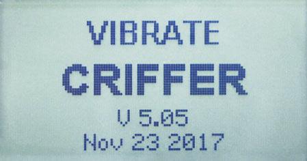 Nome do medidor de vibrações: VIBRATE Fabricante: CRIFFER (versão do firmware) V5.
