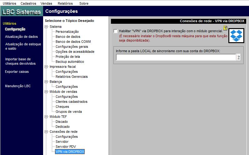 Marque a opção Importar dados de uma pasta do Dropbox e no campo origem, cole o mesmo caminho de destino utilizado para a exportação de dados (item 5). 7.