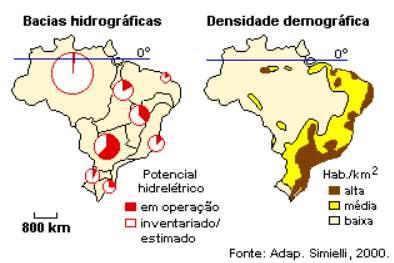 Geo. O potencial hidrelétrico brasileiro a) está esgotado na Bacia do Paraná, localizada numa área de média densidade demográfica.