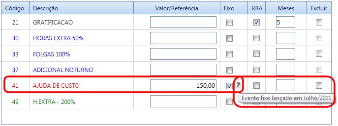 Qualquer exclusão de evento programado será válida somente para o mês de referência.