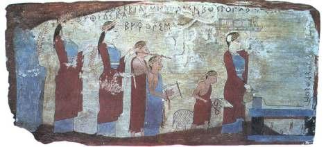 m cena de banquete, século V a.c. A pintura, na Grécia antiga, foi em geral associada a outras formas de arte, como a cerâmica, a estatuária e a arquitetura.