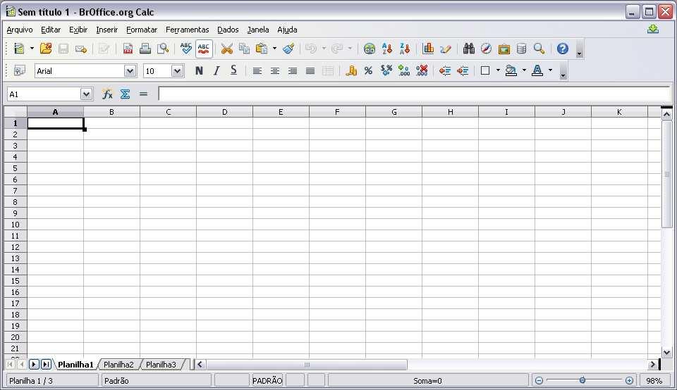 com Planilha Eletrônica BrOffice Calc 3 4 Possibilita ao usuário criar relatórios, planilhas de contas, cálculos,