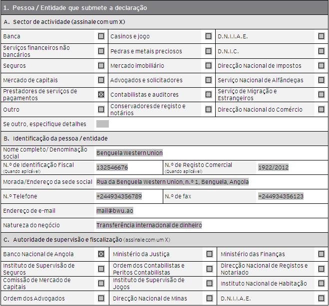 3. Como completar um formulário DOS O Número Único de Referência (NUR) e a data da declaração, constantes no quadro no canto superior direito do formulário DOS, são de preenchimento pela UIF, aquando