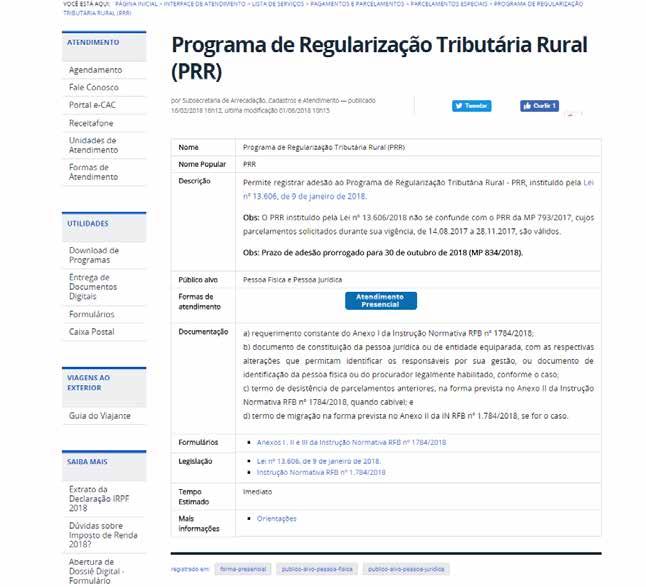 Programa de Regularização Tributária Rural (PRR)