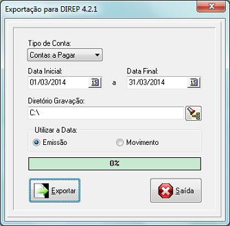 24. Exportação DIREP 4.2.1 Caso haja a necessidade de gerar o arquivo DIREP 4.