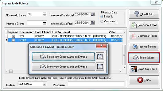 25. Impressão de Boletos Para efetuar a impressão de boletos no sistema