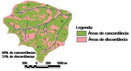 Pedometria apoiada em atributos topográfi cos com operações de tabulação cruzada por álgebra de mapas Tabela 5 - Matriz de Erro Figura 6 - Comparação das Unidades Mapeadas com o Mapa Pré-Existente Na