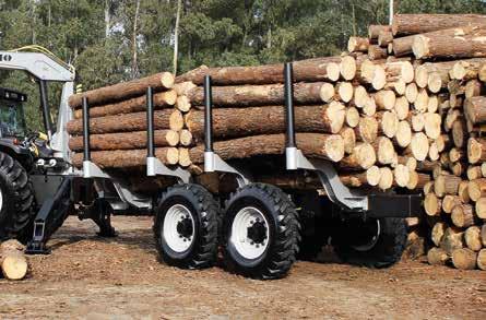 00 x 24 500/60 x 22.5 Trator indicado 125 cv 125 cv ETS 1250 A Carreta Florestal TMO faz o baldeio e transporte de madeira de maneira simples e ágil.