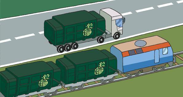 7 CND NPÁBL s contedores transportábeis van en camión ou en tren desde as plantas de