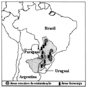 6) (ENEM-2004) O Aquífero Guarani se estende por 1,2 milhão de km 2 e é um dos maiores reservatórios de águas subterrâneas do mundo.
