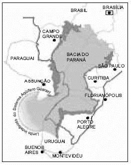 10) (ENEM-2006) O aquífero Guarani, megarreservatório hídrico subterrâneo da América do Sul, com 1,2 milhão de km2, não é o "mar de água doce" que se pensava existir.