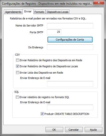 Passo 5: Na aba Enviar, configure o nome do Servidor SMTP como na tabela a baixo. No campo Do Endereço informe o nome da unidade@amil.com.br Desmarque as opções Enviar Relatrorios de Registros dos dispositivos em Rede e Enviar lista dos Dispositivos em Rede.