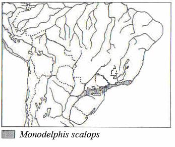 Figura 19: mapa de distribuição de Monodelphis scalops.
