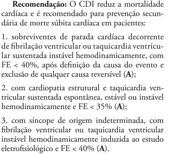 DCEI PREVENÇÃO SECUNDÁRIA Departamento de Estimulação Cardíaca Artificial da Sociedade Brasileira de Cirurgia Cardiovascular (DECA/SBCCV).