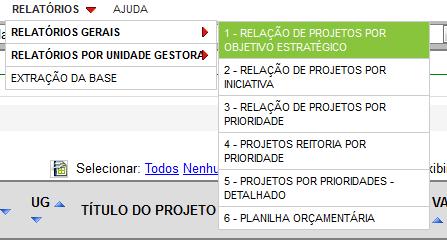 Selecione todos os projetos que deseja validar e clique em Ok. Para desvalidar faça o mesmo procedimento.