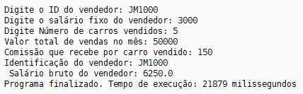 Revendedora de Carros Número de identificação do vendedor Número de carros por ele vendidos Valor total de suas vendas Salário fixo do vendedor Valor que recebe por carro vendido Revendedora de