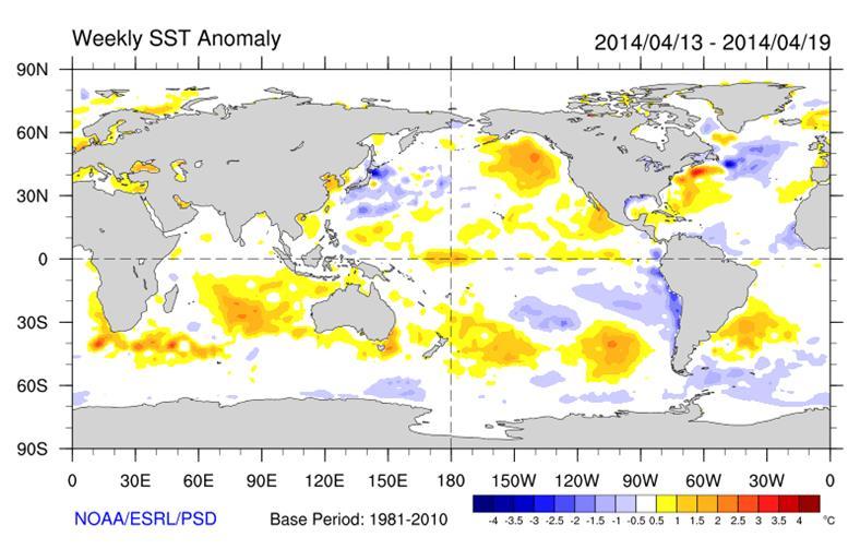 MAIO 2014 RV0 8 Figura 6 Anomalia da TSM - Fonte NOAA A previsão