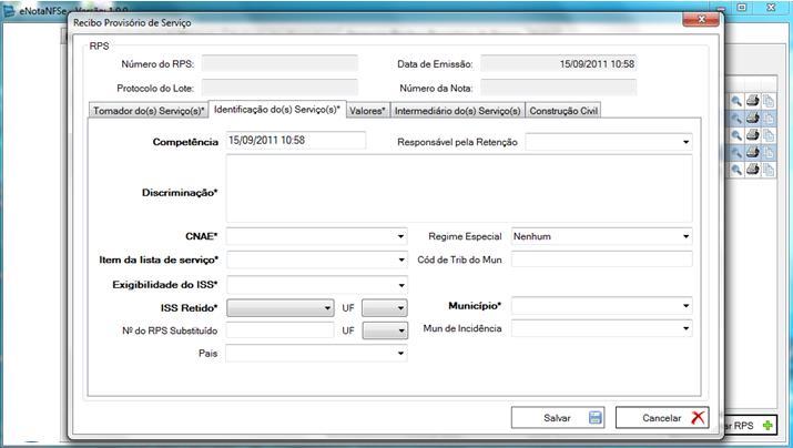 Como descrito anteriormente neste manual, se todos os dados do tomador estiverem preenchidos no cadastro, ao digitar o CNPJ ou CPF, os dados serão buscados e completados automaticamente.