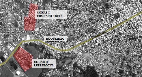 Nas Figuras 01 e 02 pode-se constatar que os vazios da COHAB I (Bairro Edmundo Trein) foram quase totalmente ocupados, já o entorno do Bairro Secchi (COHAB II) ainda permanece pouco urbanizado, sendo