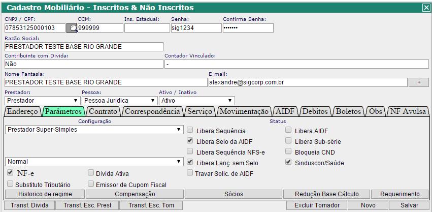 O sistema vai registrar e armazenar todas as modificações feitas nos tipos do cadastro, toda a vez que o mesmo mudar de regime.