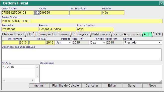 deve-se clicar no botão <Novo> Assim o sistema vai determinar a data e