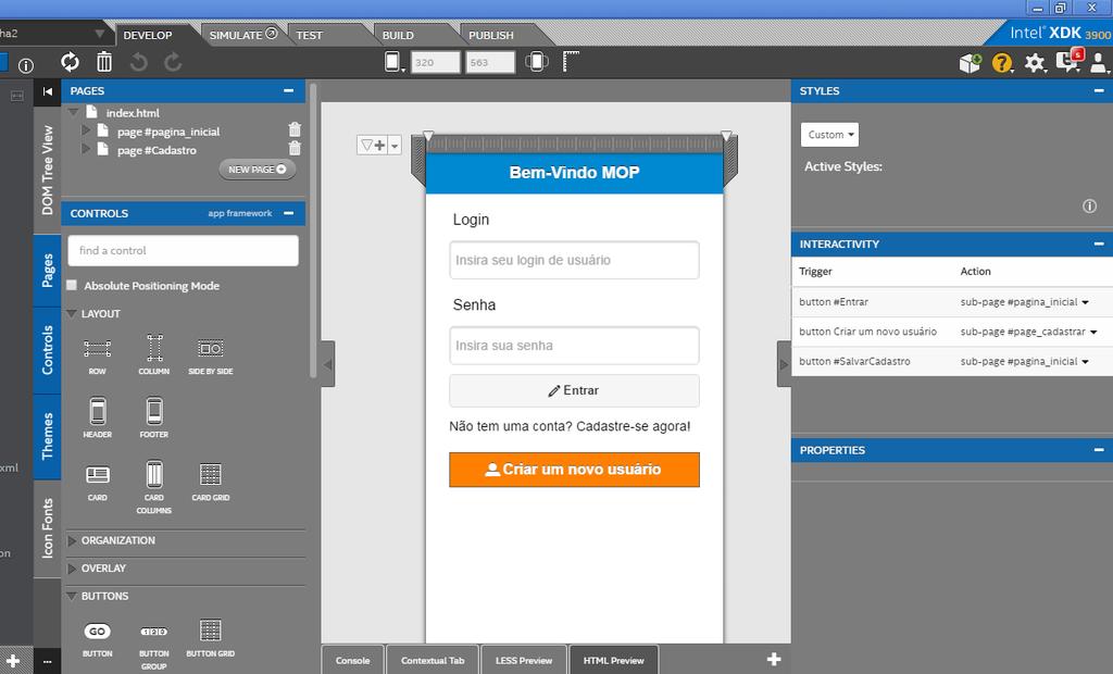 Figura 3 Design tela de login A interligação da interface com o