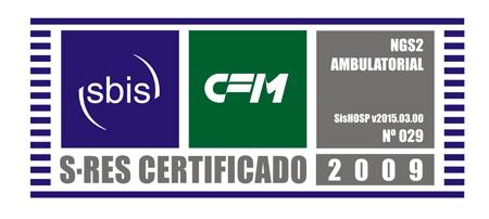 SOFTWARE CERTIFICADO PELA SBIS: Nosso software conquistou a Certificação SBIS-CFM Edição 2009 nas categorias NGS1 e NGS2, entrando