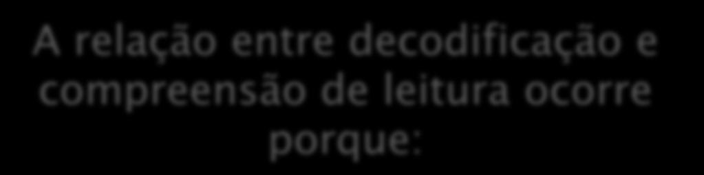 A relação entre decodificação e compreensão de leitura