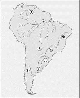 6ª Questão: Observe o mapa: A região, na América do Sul, denominada de Platina, é uma das mais importantes áreas econômicas de nosso subcontinente.