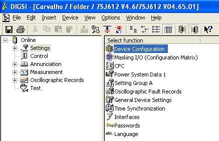 com o botão esquerdo em Settings repita a operação para Device Configuration.