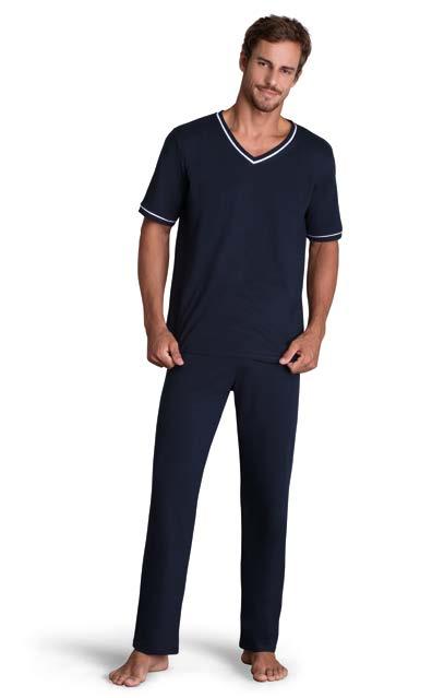 clássico 28004-001 PIJAMA LONGO P M G GG 2810 MARINHO, 8830 CINZA COR 2810 COR 8830 POLIÉSTER / POLYESTER /